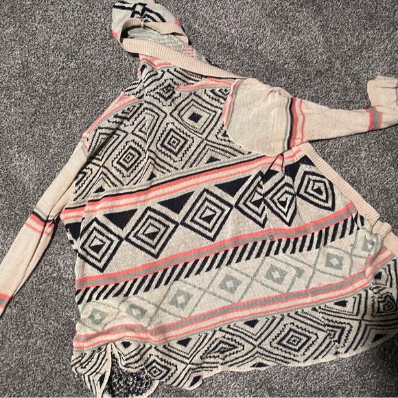 Geometric Patterned Open Front Sweater - Multicolor - Picture 2 of 3